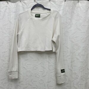 Daily Drills Cream Long Sleeve Crop Top